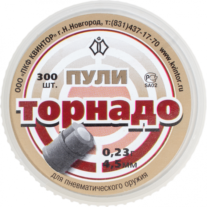 Пуля пневматическая "ТОРНАДО" калибр 4,5мм (300 шт.) 00000064 Пуля пневматическая "ТОРНАДО" калибр 4,5мм (300 шт.) 00000064